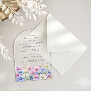 Invitaciones Acrílicas ARCHIVO ACRÍLICO 80 Cumpleaños Septiembre Flor de