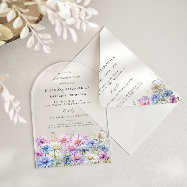 Invitaciones Acrílicas ARCO ACRÍLICO Cumpleaños 60 Flor de nacimiento de  (Subido por el creador)