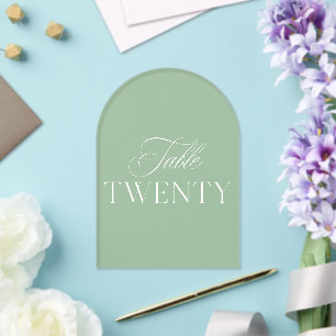 Invitaciones Acrílicas Arco Acrílico Verde Salvia Mesa de Boda Número 20