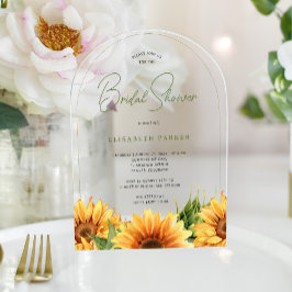 Invitaciones Acrílicas Arco acuático moderno girasol ducha de novia arco