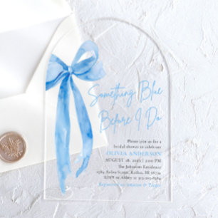 Invitaciones Acrílicas Arco Azul Algo Azul Antes de Hacer Duchas Nupciale