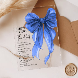 Invitaciones Acrílicas Arco Azul Ella Está Atando El Nudo Desayuno de Des