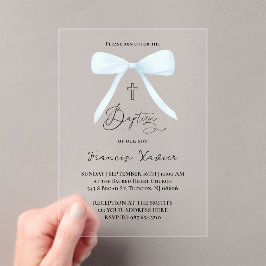 Invitaciones Acrílicas arco azul pastel | Bautismo