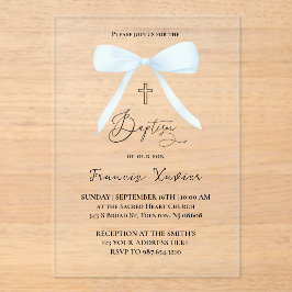 Invitaciones Acrílicas arco azul pastel | Bautismo