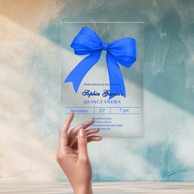 Invitaciones Acrílicas Arco azul real Quinceanera (Subido por el creador)