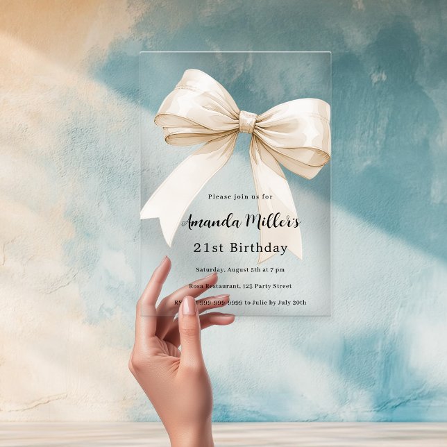 Invitaciones Acrílicas Arco beige elegante claro cumpleaños de lujo (Subido por el creador)