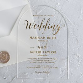 Invitaciones Acrílicas Arco Boda clásico de la tipografía