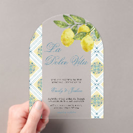 Invitaciones Acrílicas Arco Boda de limón moderno La Dolce Vita