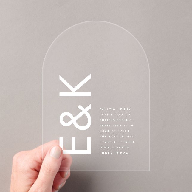 Invitaciones Acrílicas Arco Boda monograma ultraconservador (Insitu (portátil))