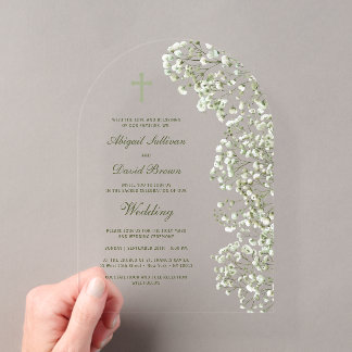Invitaciones Acrílicas Arco de Aliento de Bebé Boda Religiosa