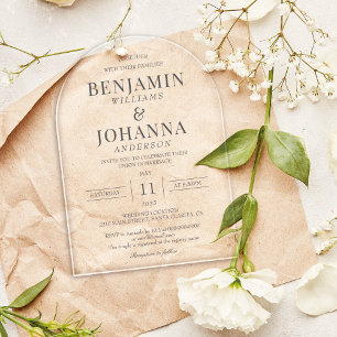 Invitaciones Acrílicas Arco de boda clásico elegante transparente