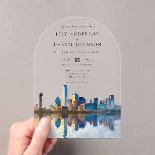 Invitaciones Acrílicas Arco de boda de acuarela elegante de la silueta de