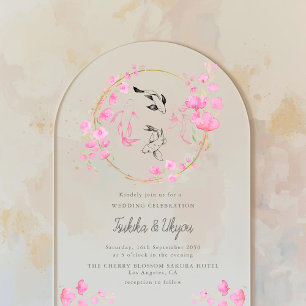 Invitaciones Acrílicas Arco de boda de cerezo Sakura Koi Japón