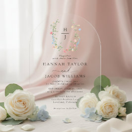 Invitaciones Acrílicas Arco de Boda de Flor Silvestre Elegante