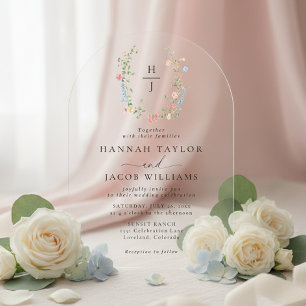 Invitaciones Acrílicas Arco de Boda de Flor Silvestre Elegante
