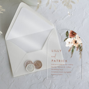 Invitaciones Acrílicas Arco de boda Elegancia Floral Bohemio