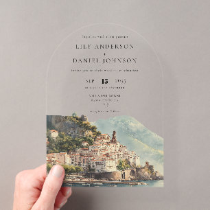 Invitaciones Acrílicas Arco de Boda Italiano de Acuarela Elegante de Amal