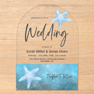 Invitaciones Acrílicas Arco de boda Mar Azul Profundo
