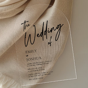 Invitaciones Acrílicas Arco de Boda Transparente con Letra Moderna Simple