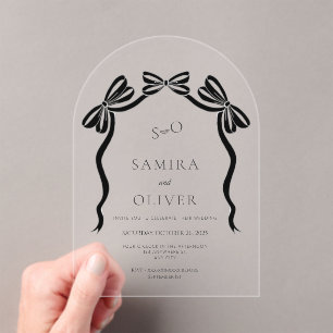 Invitaciones Acrílicas Arco de cinta arco negro y arco blanco arco boda a