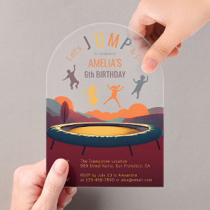 Invitaciones Acrílicas Arco de Cumpleaños Infantil de Salto y Diversión e