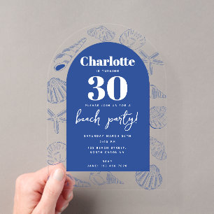 Invitaciones Acrílicas Arco de fiesta de cumpleaños de verano en la playa