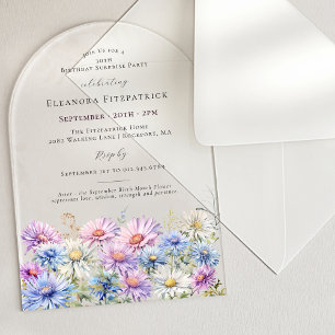 Invitaciones Acrílicas ARCO DE FIESTA SORPRESA 30 Septiembre Flor de Cump