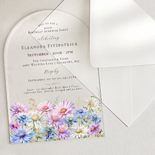 Invitaciones Acrílicas ARCO DE FIESTA SORPRESA 65 Septiembre Flor de Cump
