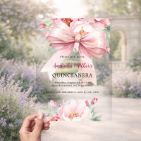 Arco de flores rosadas Quinceañera transparente