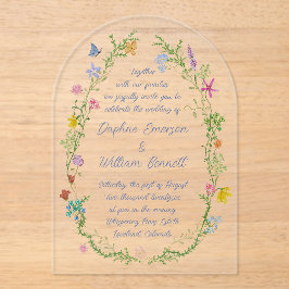 Invitaciones Acrílicas Arco de Flores Silvestres del Jardín Caprichoso