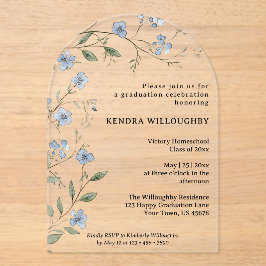 Invitaciones Acrílicas Arco de graduación de Blue Wildflowers Homeschool