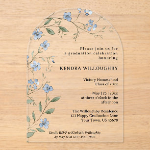 Invitaciones Acrílicas Arco de graduación de Blue Wildflowers Homeschool
