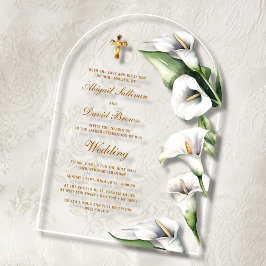 Invitaciones Acrílicas Arco de Lirios Calla Boda Religiosa