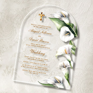 Invitaciones Acrílicas Arco de Lirios Calla Boda Religiosa