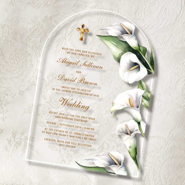 Invitaciones Acrílicas Arco de Lirios Calla Boda Religiosa (Subido por el creador)