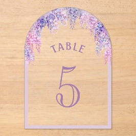 Invitaciones Acrílicas Arco de Wisteria Primera Comunión Número de tabla