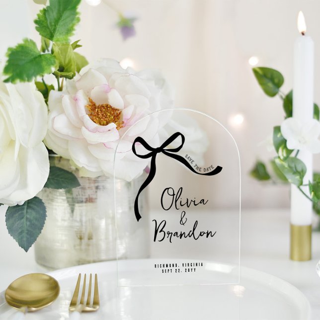 Invitaciones Acrílicas Arco dibujado a mano con crema y blanco negro (Subido por el creador)