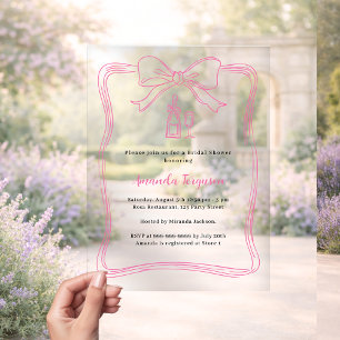 Invitaciones Acrílicas Arco dibujado a mano rosa prosecco claro Despedida