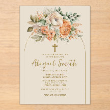 Arco elegante floral melocotón bautizo de niña