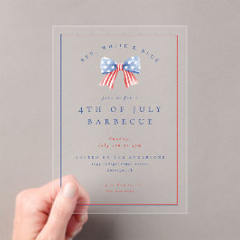 Invitaciones Acrílicas Arco elegante para la fiesta de barbacoa del 4 de 