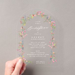 Invitaciones Acrílicas arco elegante y delicado de flores para baby showe
