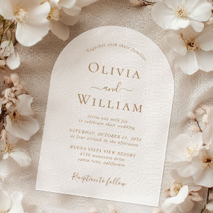 Invitaciones Acrílicas Arco escarcha del Boda de tipografía de oro de mod