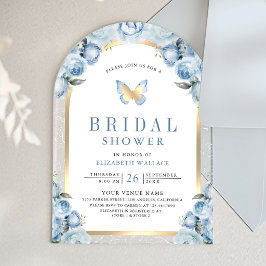 Invitaciones Acrílicas Arco floral azul suave para despedida de soltera c