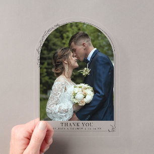 Invitaciones Acrílicas Arco floral de agradecimiento por foto de boda