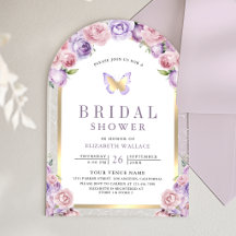 Arco floral de mariposas lavanda rosa para despedi