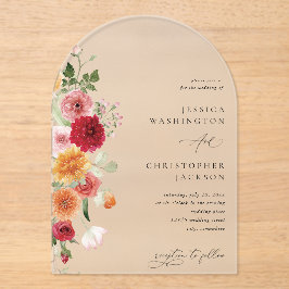 Invitaciones Acrílicas Arco floral multicolor de verano