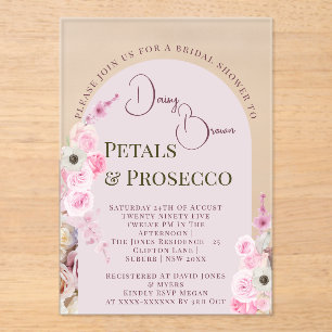 Invitaciones Acrílicas Arco floral rosa Reina Ducha de Novias de Verano