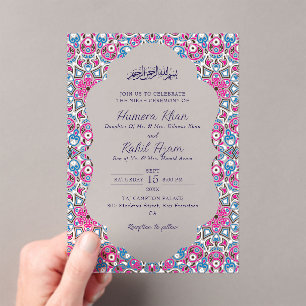 Invitaciones Acrílicas Arco geométrico de la Mezquita Árabe Boda Islámica