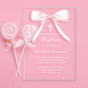 Invitaciones Acrílicas Arco rosa   Bautismo