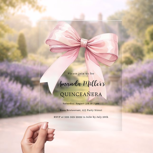 Invitaciones Acrílicas Arco rosa elegante Quinceanera lujoso claro (Subido por el creador)